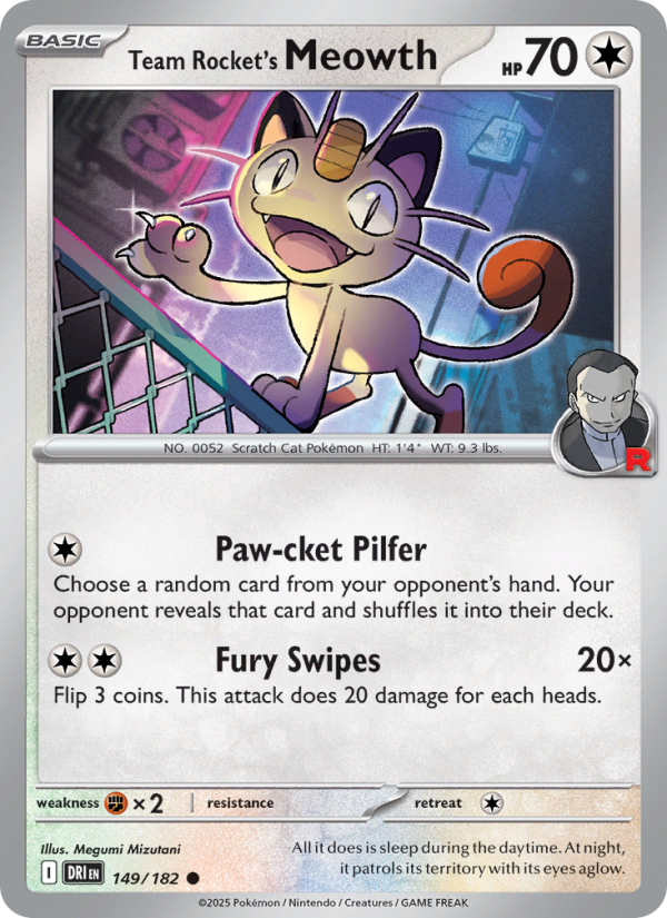 Team Rocket's Meowth 149/244 — Destined Rivals (English Pokémon TCG card)