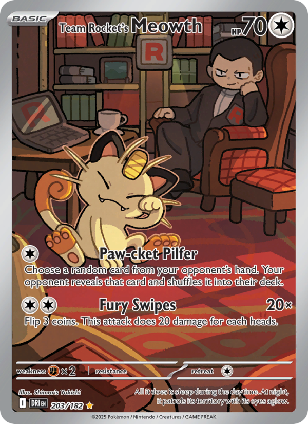 Team Rocket's Meowth 203/244 — Destined Rivals (English Pokémon TCG card)