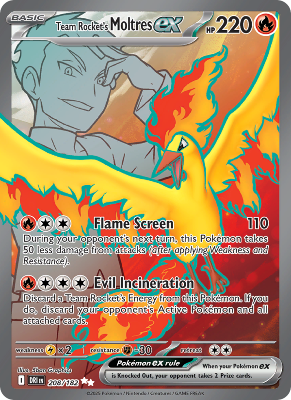 Team Rocket's Moltres ex 208/244 — Destined Rivals (English Pokémon TCG card)