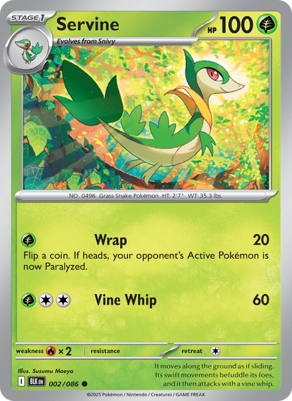 Servine 002/172 — Black Bolt (English Pokémon TCG card)