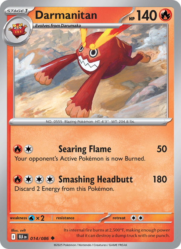 Darmanitan 014/172 — Black Bolt (English Pokémon TCG card)
