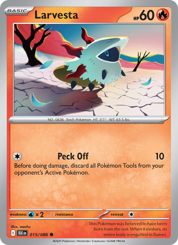 Larvesta 015/172 — Black Bolt (English Pokémon TCG card)
