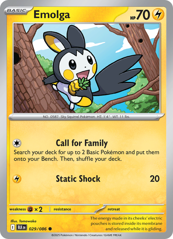 Emolga 029/172 — Black Bolt (English Pokémon TCG card)