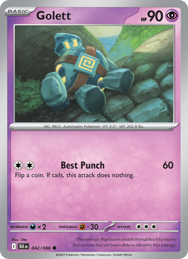 Golett 042/172 — Black Bolt (English Pokémon TCG card)