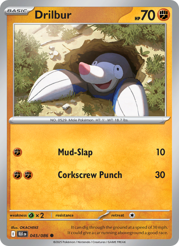 Drilbur 045/172 — Black Bolt (English Pokémon TCG card)