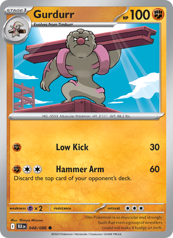 Gurdurr 048/172 — Black Bolt (English Pokémon TCG card)