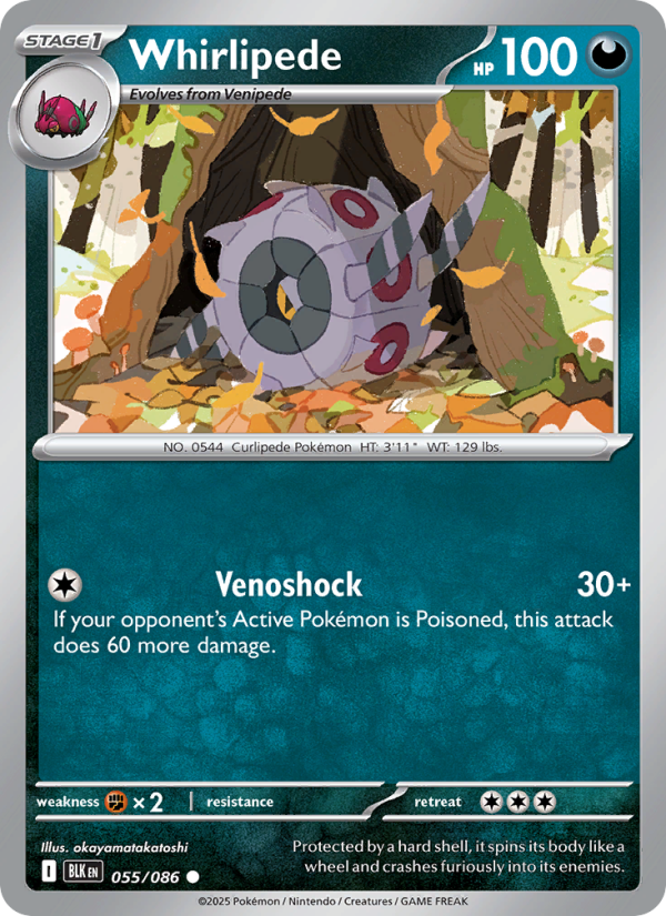 Whirlipede 055/172 — Black Bolt (English Pokémon TCG card)