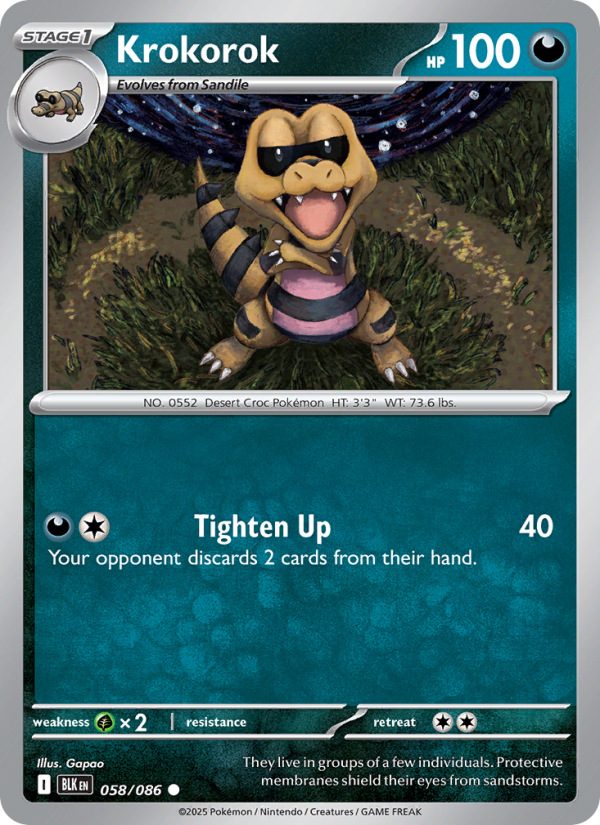 Krokorok 058/172 — Black Bolt (English Pokémon TCG card)