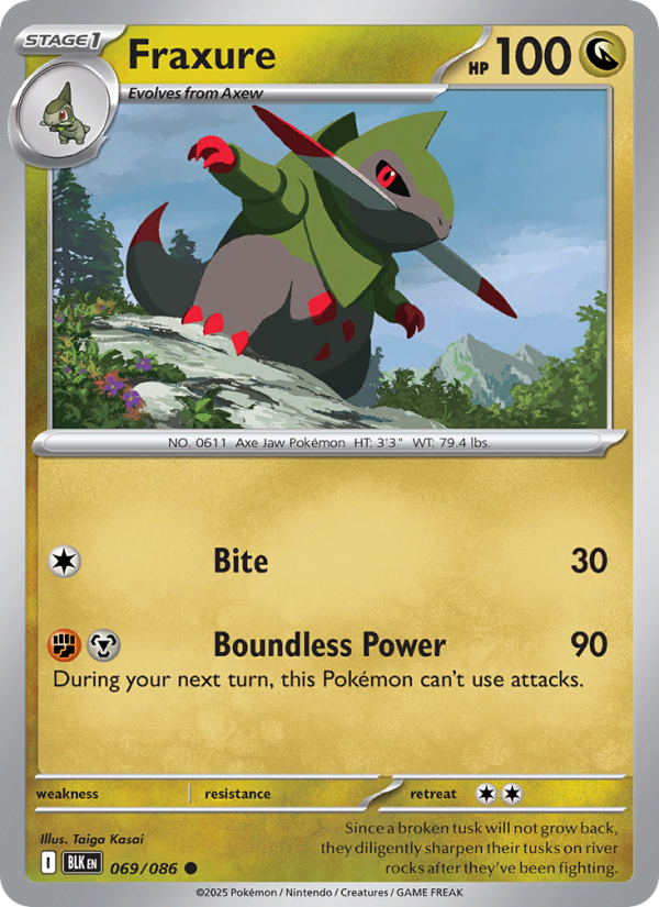 Fraxure 069/172 — Black Bolt (English Pokémon TCG card)