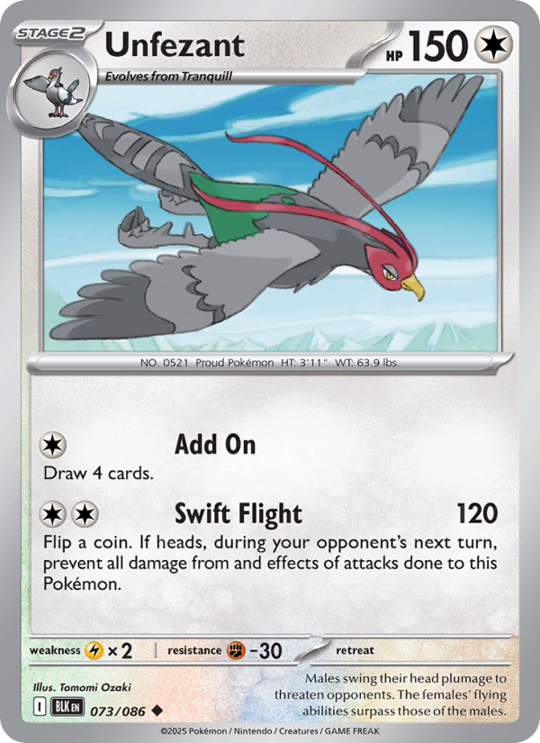 Unfezant 073/172 — Black Bolt (English Pokémon TCG card)
