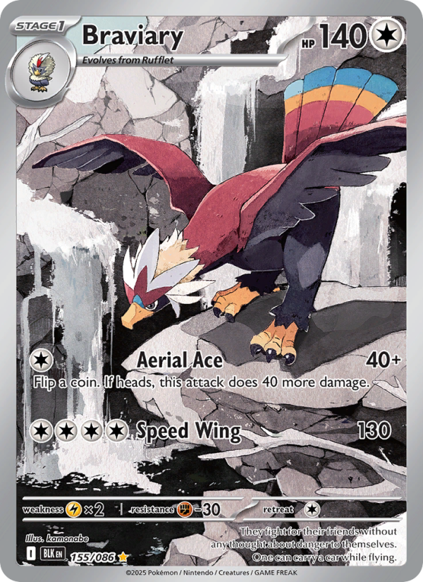 Braviary 155/172 — Black Bolt (English Pokémon TCG card)