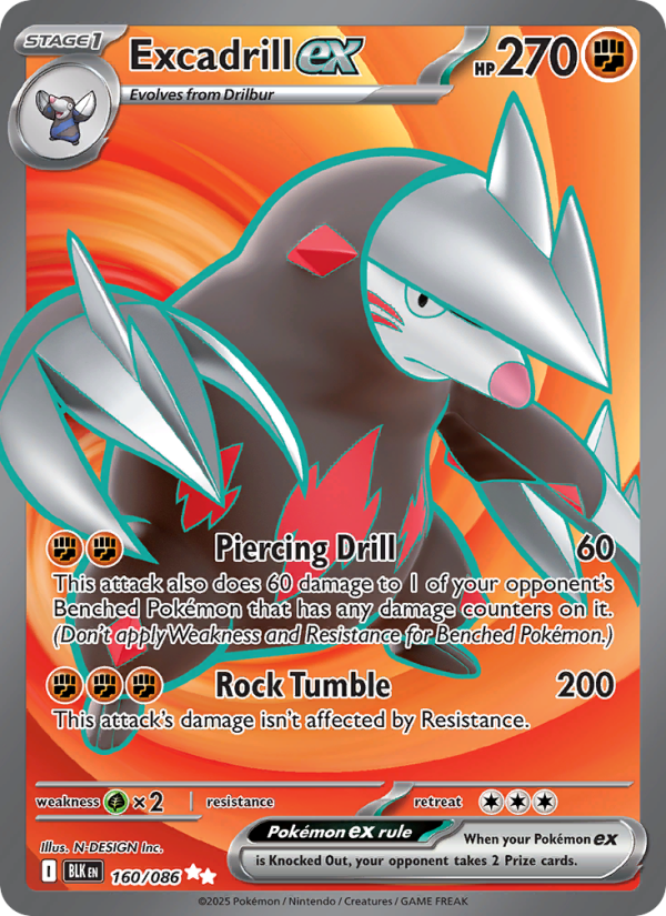 Excadrill ex 160/172 — Black Bolt (English Pokémon TCG card)